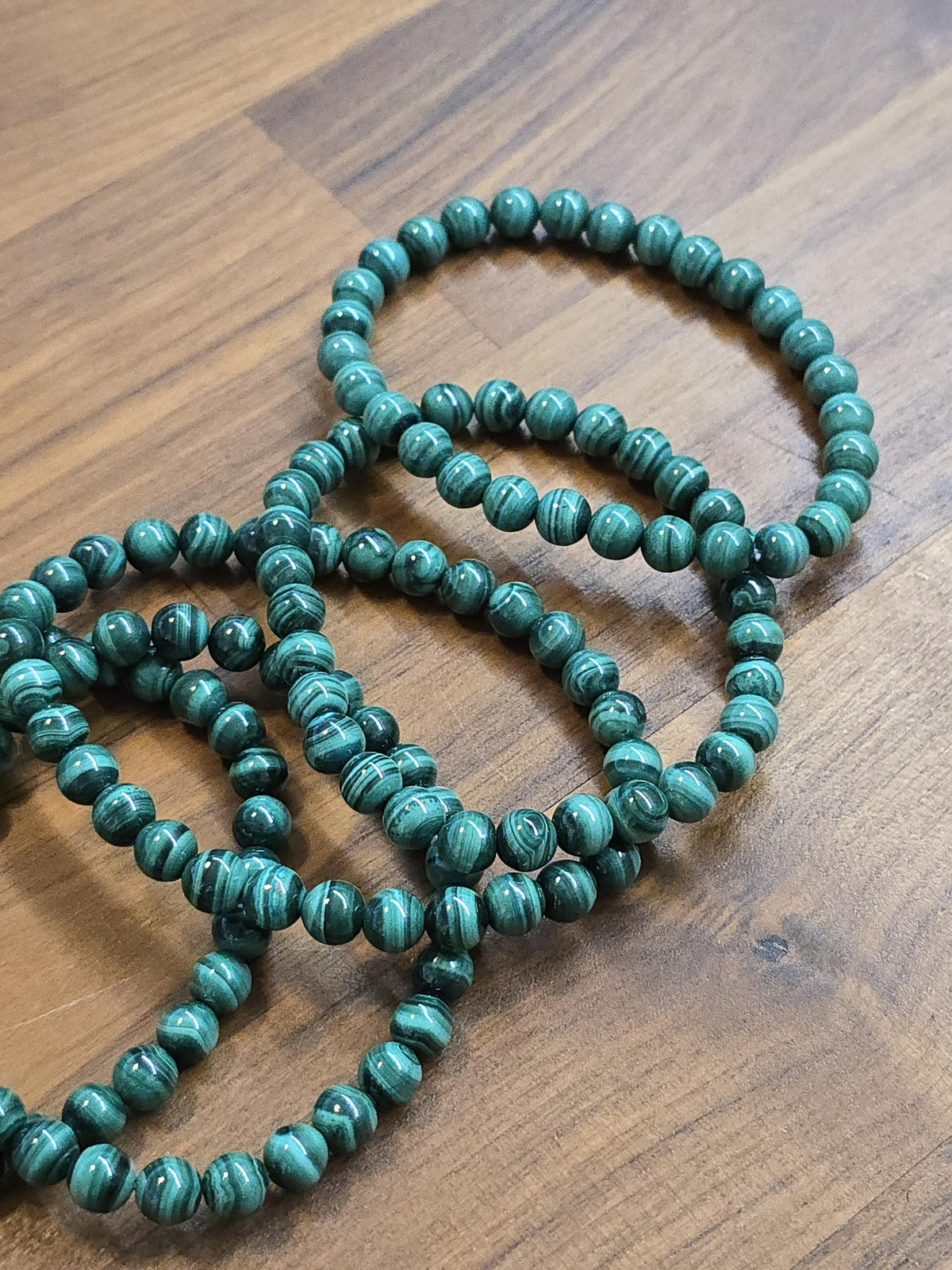 Malachite Bracelet | High Quality Gemstome Jewelry | Green Banded Gem | Natural 6 MM Beads on Stretchy Band | Intuitively Chosen