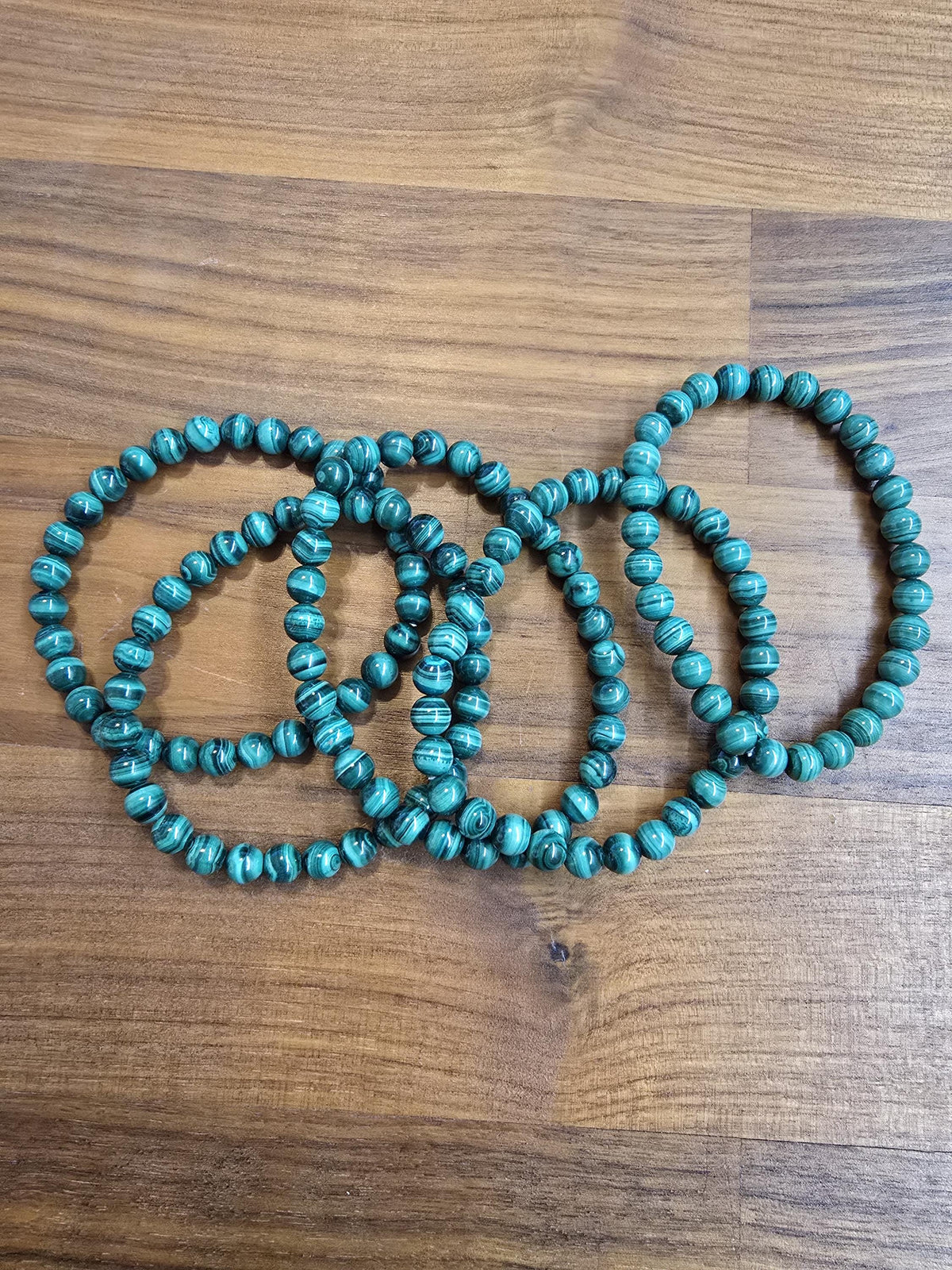 Malachite Bracelet | High Quality Gemstome Jewelry | Green Banded Gem | Natural 6 MM Beads on Stretchy Band | Intuitively Chosen