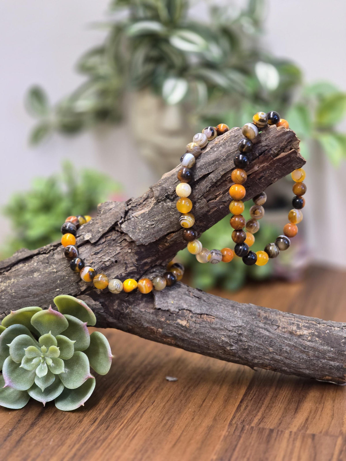 Bumblebee Banded Agate: 8MM Crystal Beaded Bracelet for Bee Lovers, Unique Halloween Accessories | Gift for men or Columbus Crew Fans