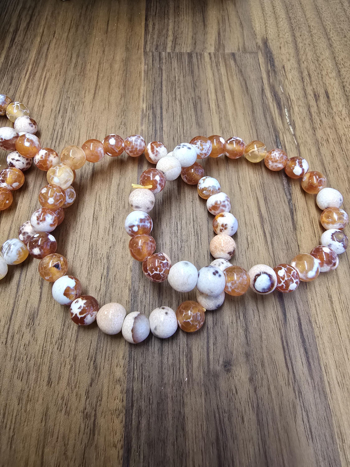Inv - Orange Fire Agate Bracelet | 8mm Carnelian Fire Crackle Agate Crystal Beads | Sunny Warm Autumn Citrus Accessory