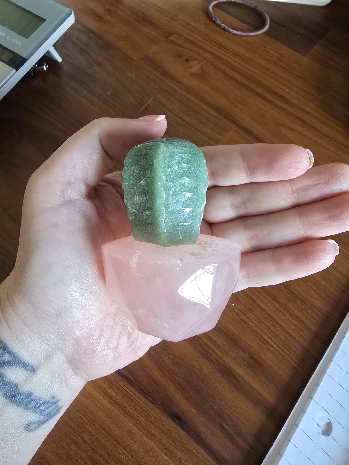 Rose Quartz Crystal Cactus | Pink Flower Pot & Desert Insprired Spiky Green Cacti Plant | Cute Gift for Mother's Day or Sedona Loving Friend