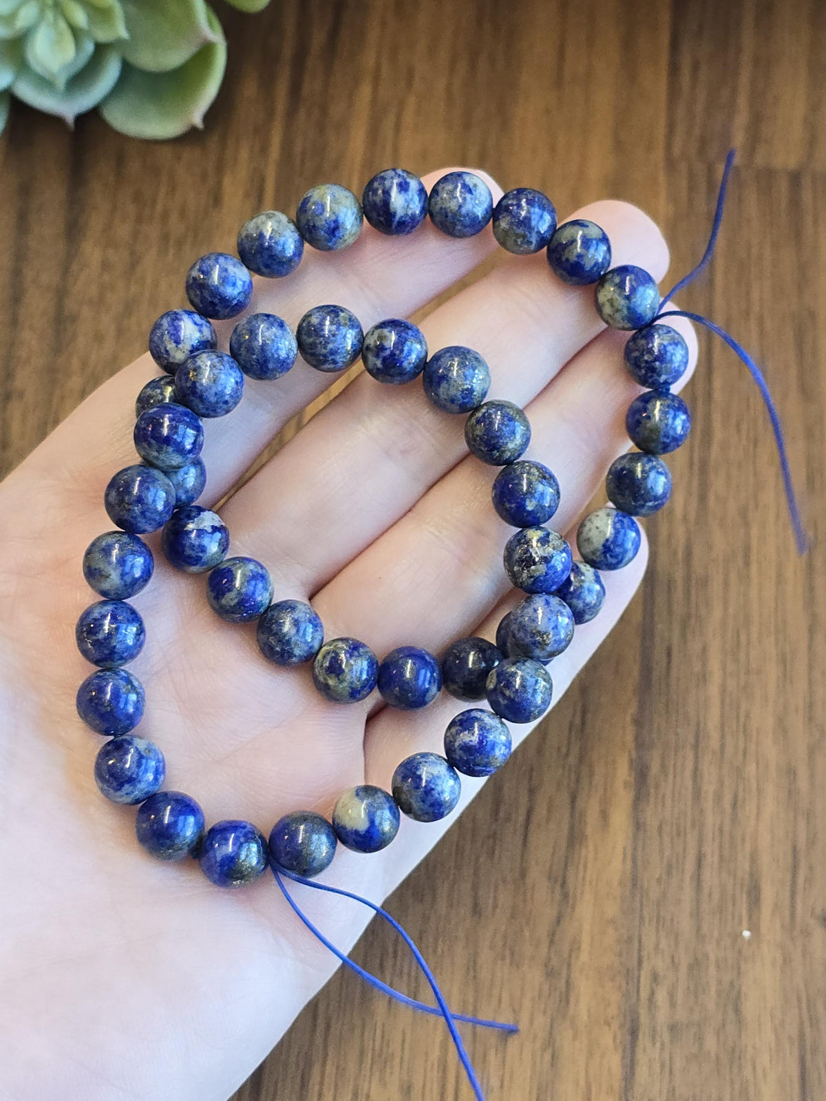 Lapis Lazuli | 8MM Crystal Bracelet | Intense Blue Metamorphic Rock with Pyrite | The Royalty Stone | Deep Navy Blue and Silver touches