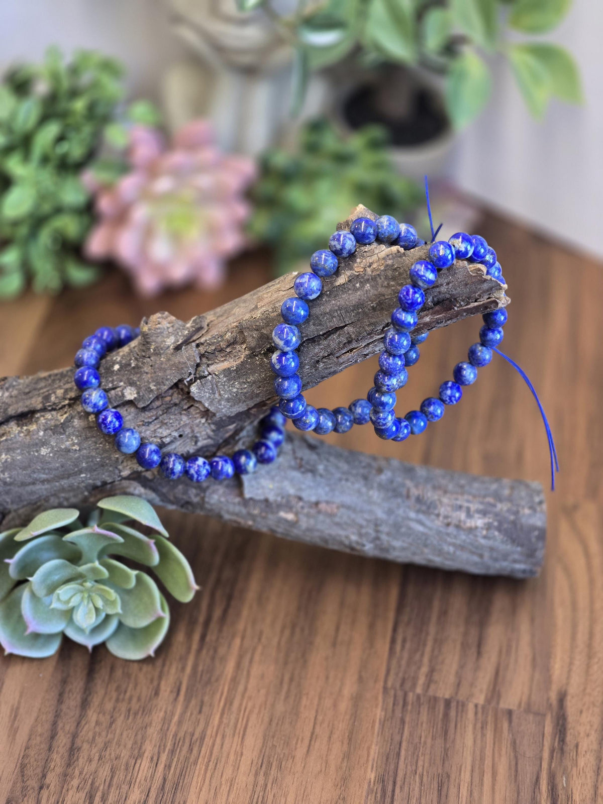 Lapis Lazuli | 8MM Crystal Bracelet | Intense Blue Metamorphic Rock with Pyrite | The Royalty Stone | Deep Navy Blue and Silver touches