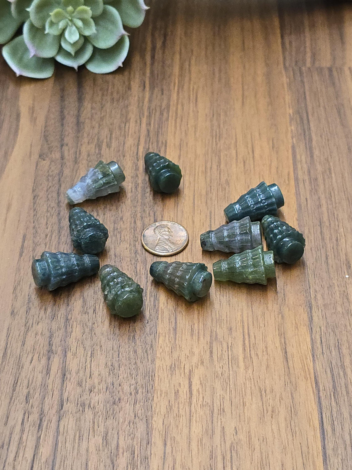 Moss Agate Mini Crystal Tree: Green and Purple Holiday Decor