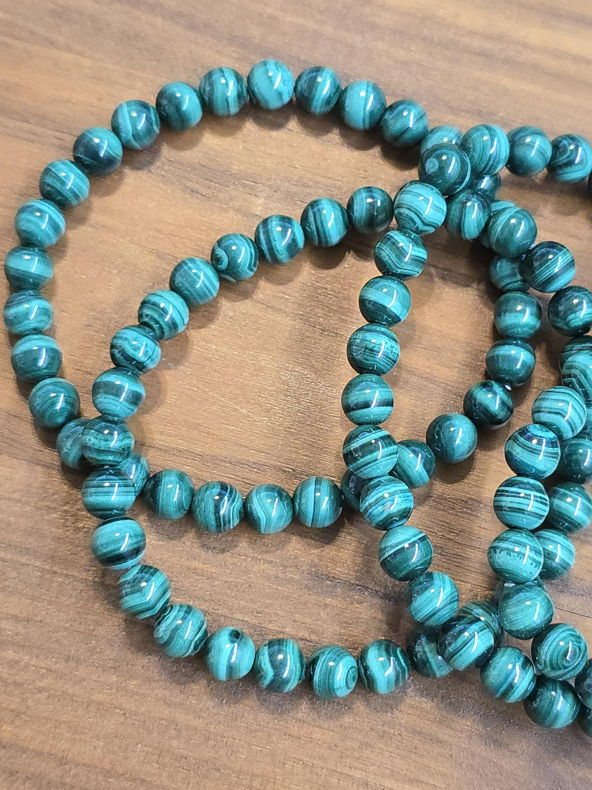 Malachite Bracelet | High Quality Gemstome Jewelry | Green Banded Gem | Natural 6 MM Beads on Stretchy Band | Intuitively Chosen