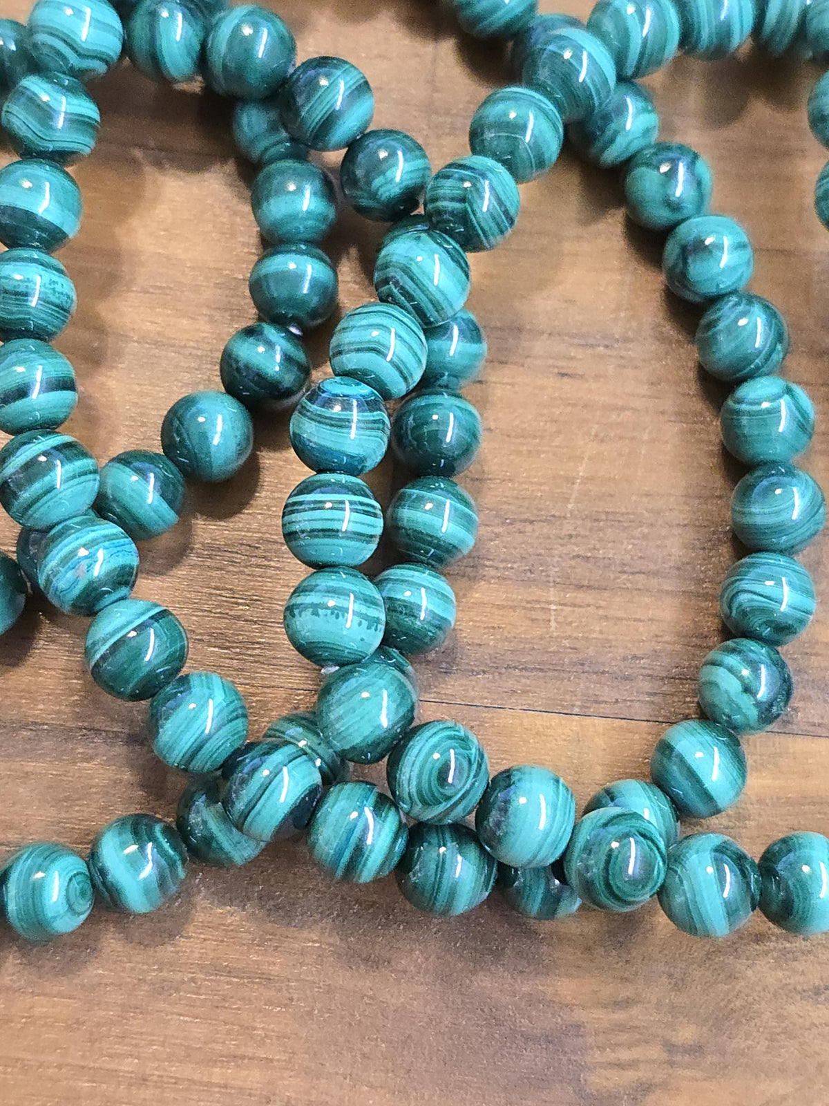 Malachite Bracelet | High Quality Gemstome Jewelry | Green Banded Gem | Natural 6 MM Beads on Stretchy Band | Intuitively Chosen