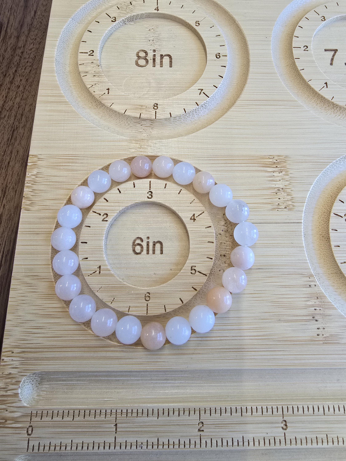Peach Aventurine Bracelet: 8MM Pink Crystal Beads, Spring Fashion