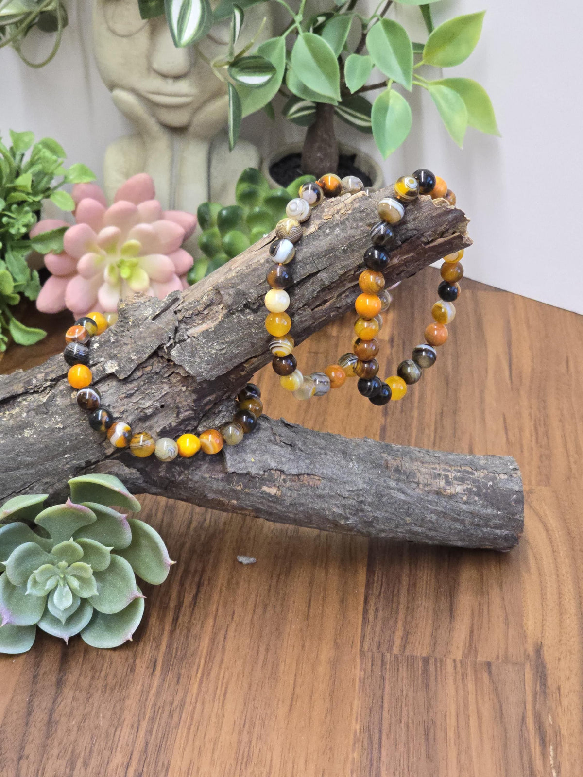 Bumblebee Banded Agate: 8MM Crystal Beaded Bracelet for Bee Lovers, Unique Halloween Accessories | Gift for men or Columbus Crew Fans