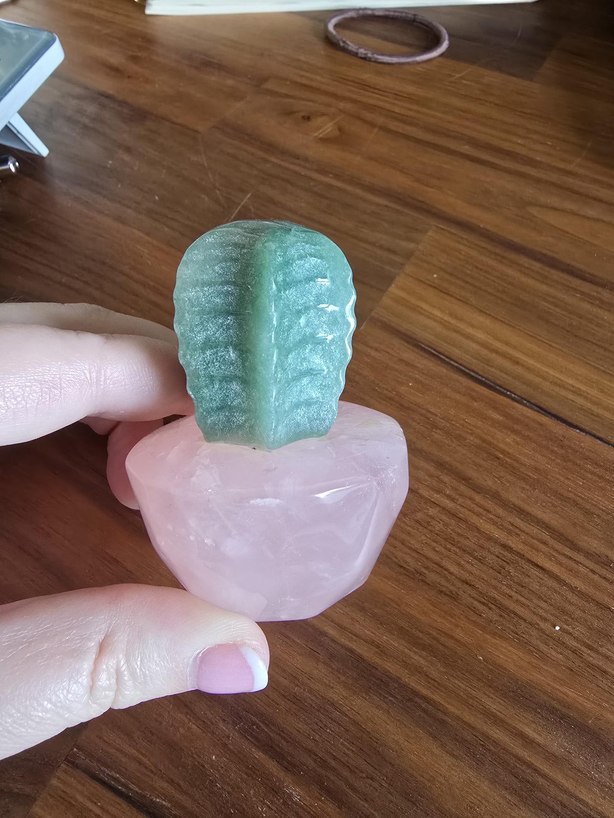 Rose Quartz Crystal Cactus | Pink Flower Pot & Desert Insprired Spiky Green Cacti Plant | Cute Gift for Mother's Day or Sedona Loving Friend