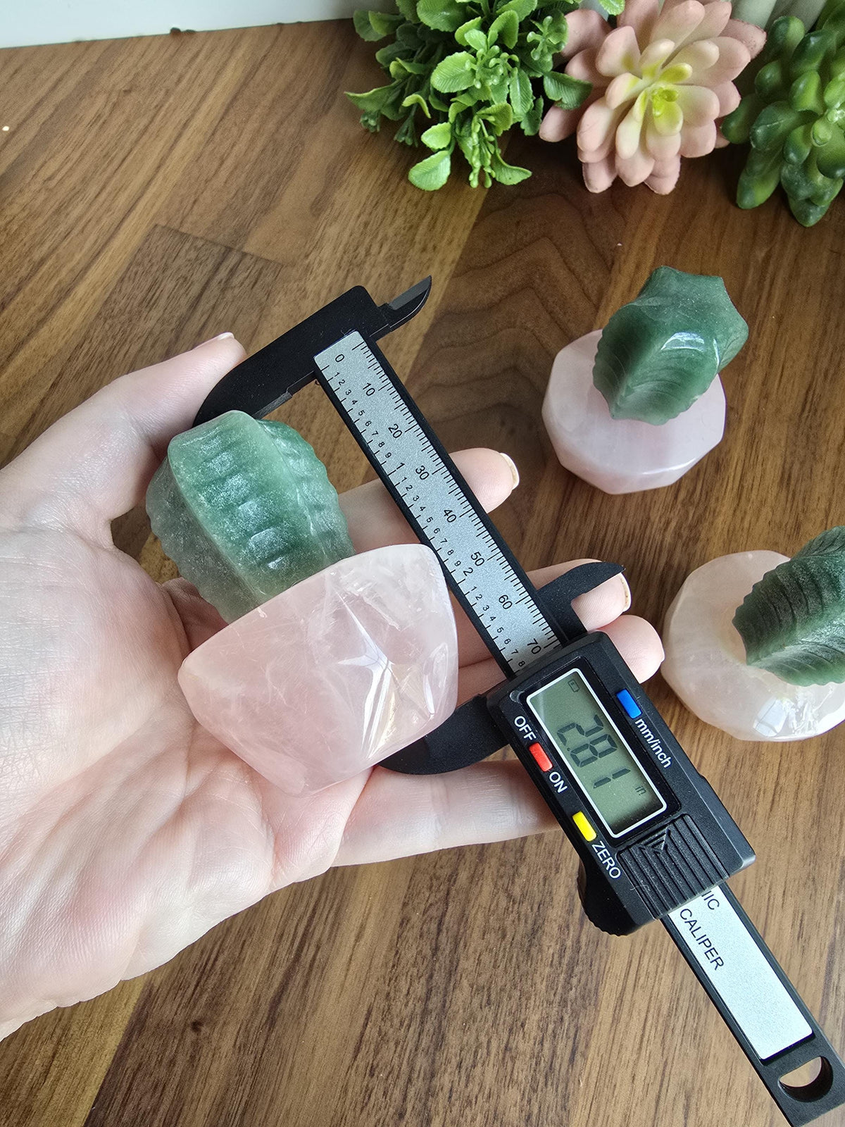 Rose Quartz Crystal Cactus | Pink Flower Pot & Desert Insprired Spiky Green Cacti Plant | Cute Gift for Mother's Day or Sedona Loving Friend