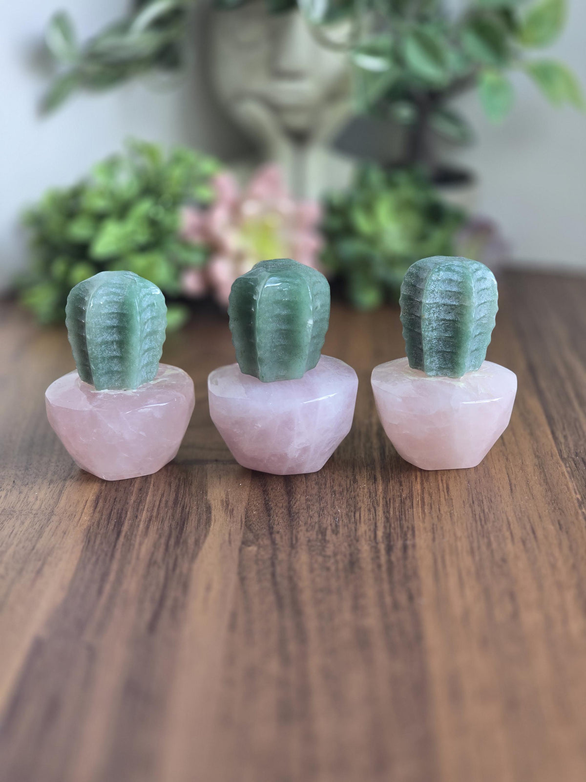 Rose Quartz Crystal Cactus | Pink Flower Pot & Desert Insprired Spiky Green Cacti Plant | Cute Gift for Mother's Day or Sedona Loving Friend