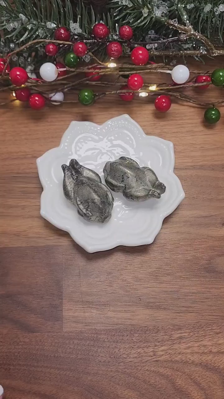 Turkey Crystal Sculpture: Holiday Gag Gift (Pyrite, Thanksgiving)
