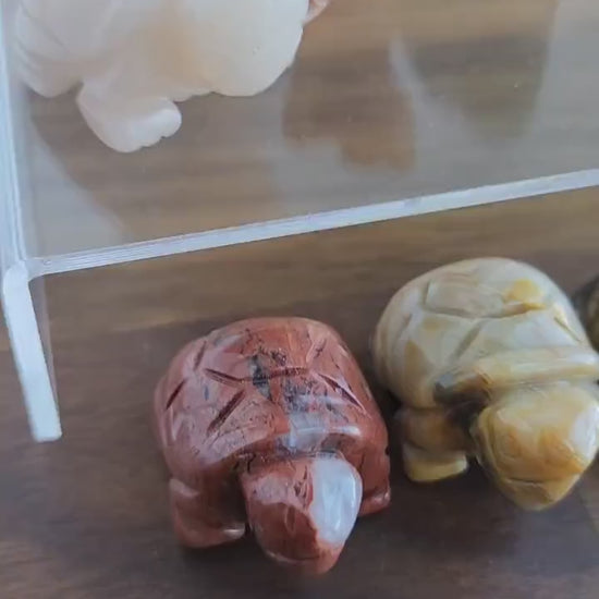 Mini Crystal Turtle Figurine - Natural Stone, Small Collectible