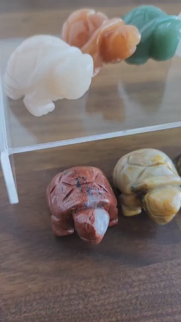 Mini Crystal Turtle Figurine - Natural Stone, Small Collectible