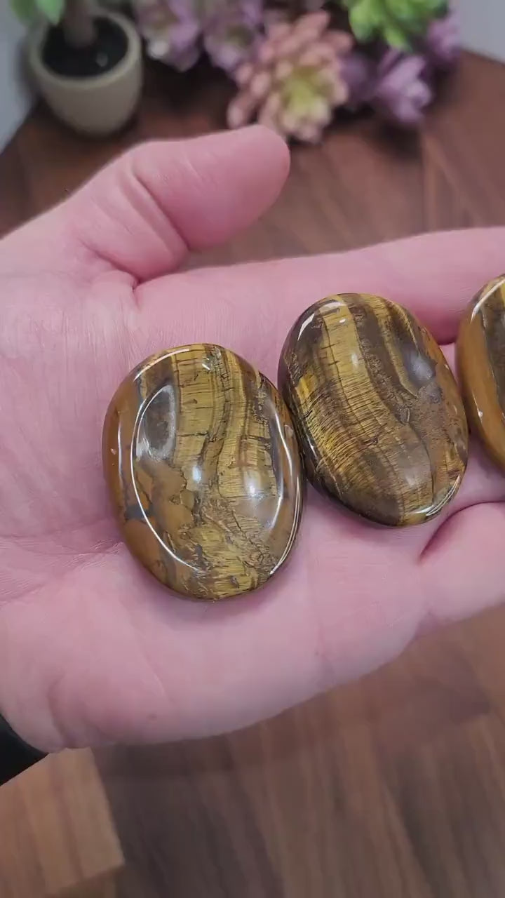 Tiger Eye Worry Stone - Polished Pocket Crystal for Calm