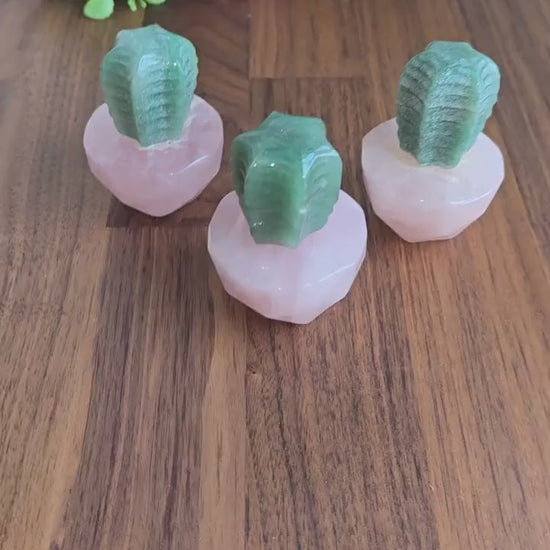 Rose Quartz Crystal Cactus | Pink Flower Pot & Desert Insprired Spiky Green Cacti Plant | Cute Gift for Mother's Day or Sedona Loving Friend