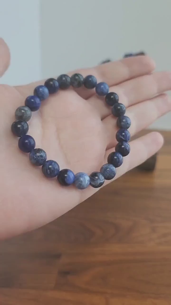 Dark Blue Sodalite Bracelet: 8MM Crystal Jewelry