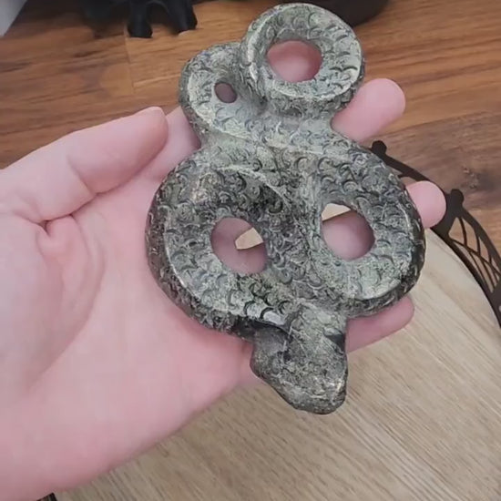 Pyrite Snake Carving: Golden Fools Gold Serpent Figurine