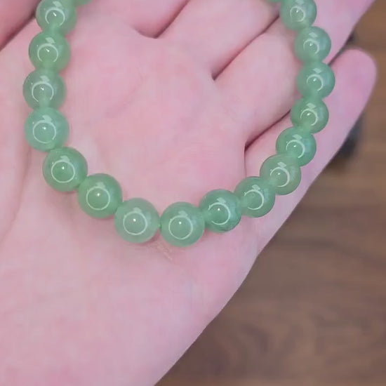 Inv - Green Aventurine Bracelet: 8MM Crystal Beads | Easter Fit for Spring, St Patricks Day Luck, Abundance, Manifestation | August Birthday