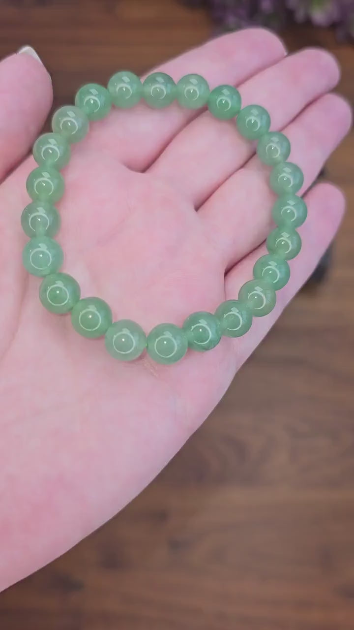 Inv - Green Aventurine Bracelet: 8MM Crystal Beads | Easter Fit for Spring, St Patricks Day Luck, Abundance, Manifestation | August Birthday