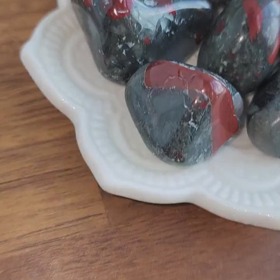 African Bloodstone Tumble: Cherry Orchard Jasper, Medium Red Crystal