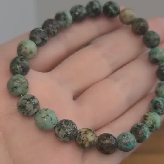 African Turquoise Bracelet: Faceted Teal Jasper Crystal (8MM)