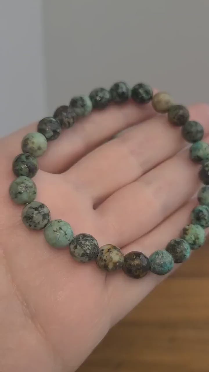 African Turquoise Bracelet: Faceted Teal Jasper Crystal (8MM)