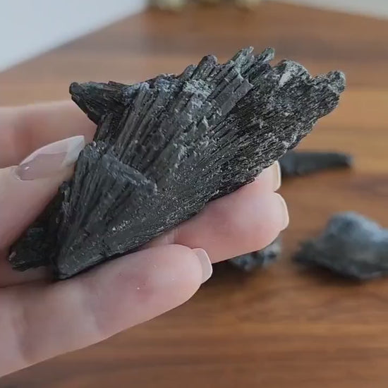 Flashy Black Kyanite Specimen: Raw Natural Crystal Shard