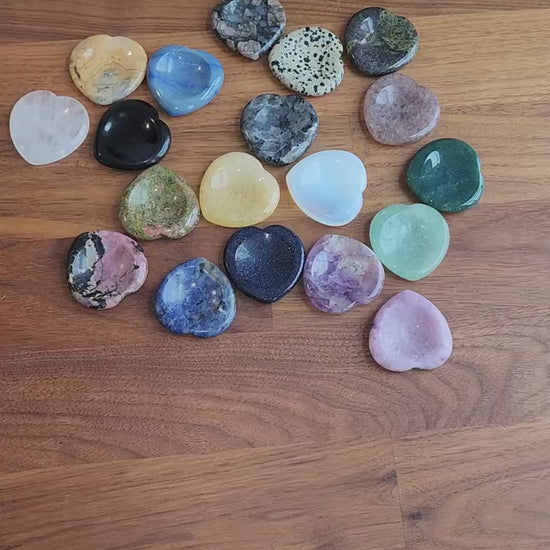 Heart Shaped Crystal Worry Stone, Mixed Colors (Pocket Size 1.5")