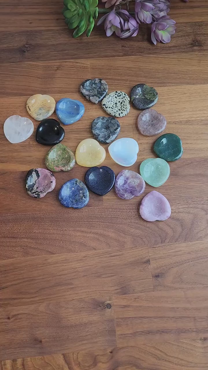 Heart Shaped Crystal Worry Stone, Mixed Colors (Pocket Size 1.5")