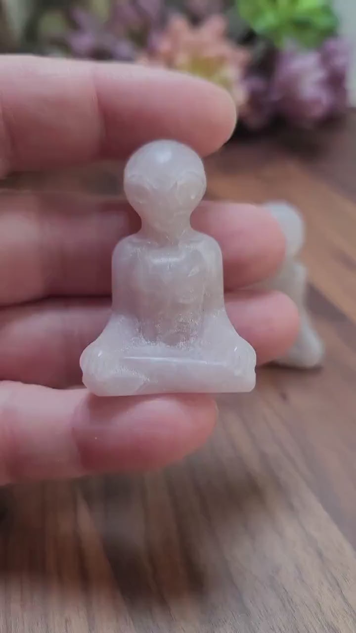 Alien Crystal Sculpture: Rose Quartz Pink and White - Unique Carving