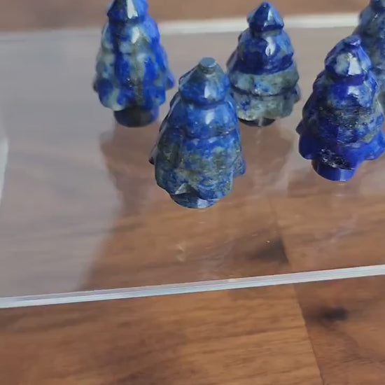 Lapis Lazuli Crystal Mini Trees: Winter Village Decor