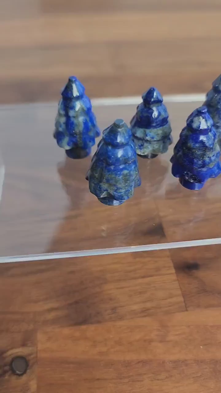 Lapis Lazuli Crystal Mini Trees: Winter Village Decor