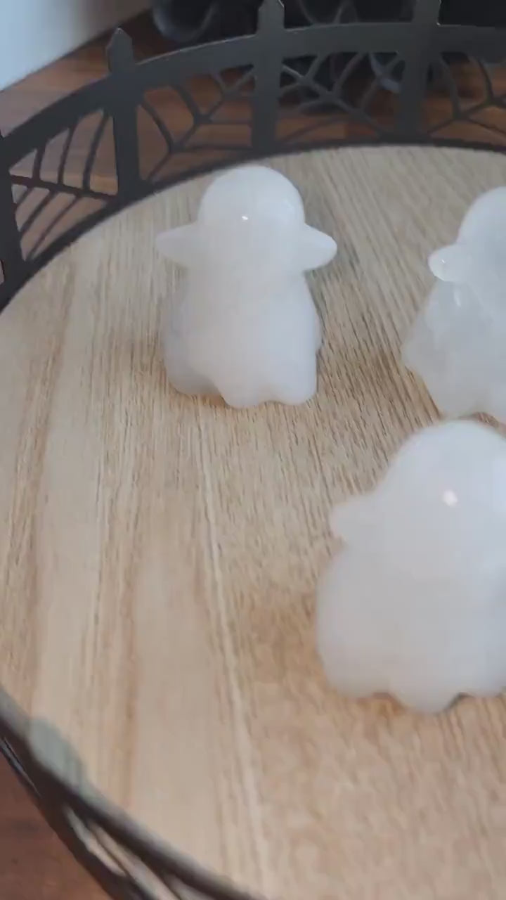 Clear Quartz Crystal Ghost Carving: Halloween Phantom, Intuitively Chosen