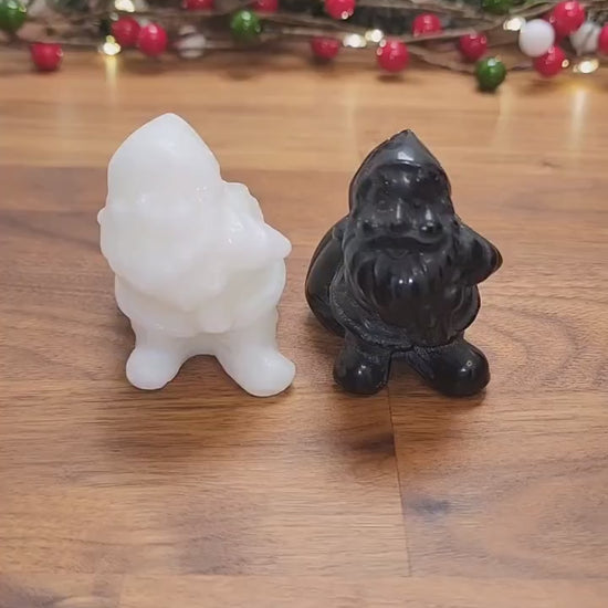 Crystal Santa Claus Figurine: White Jade or Black Obsidian