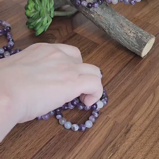 Favorite Amethyst Bracelet: 8.5MM Natural Purple Crystal Beads | Most popular crystal jewelry collection for PopRocksDecor | Lavendar Lilac