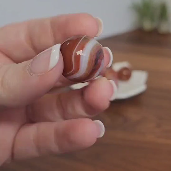 Banded Carnelian Agate Mini Sphere: Red Striped Crystal Ball (20mm)