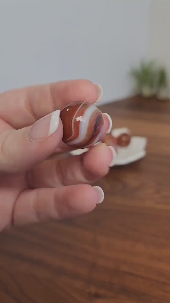 Banded Carnelian Agate Mini Sphere: Red Striped Crystal Ball (20mm)