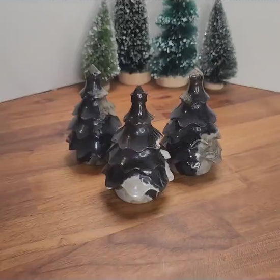 UV Reactive Volcanic Agate Crystal Tree: Blue Tan, Hand Carved