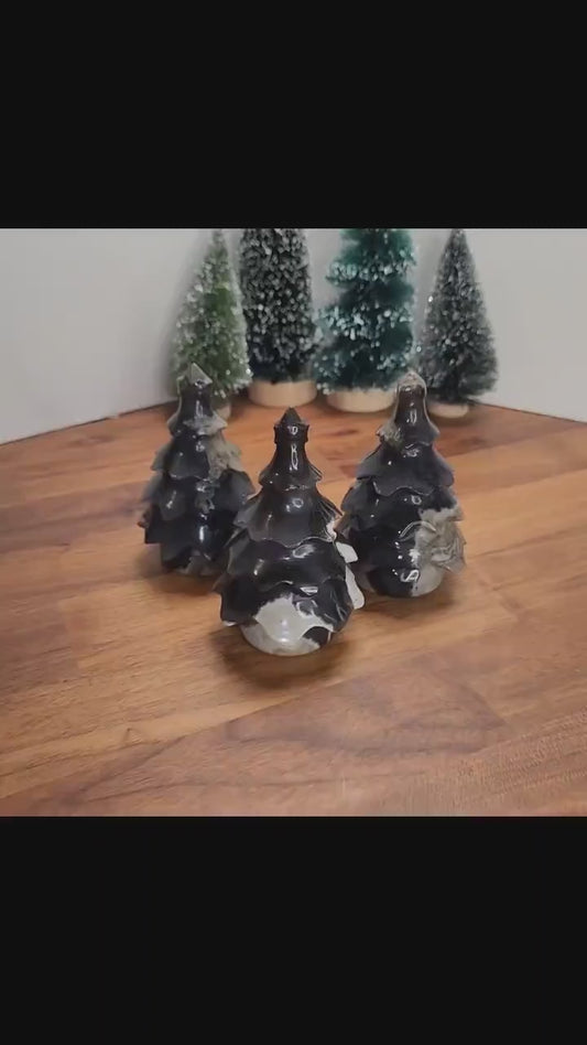 UV Reactive Volcanic Agate Crystal Tree: Blue Tan, Hand Carved