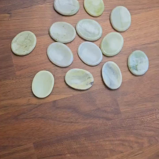 Yellow Serpentine Worry Stone: ADHD Fidget Pocket Crystal (1.75")