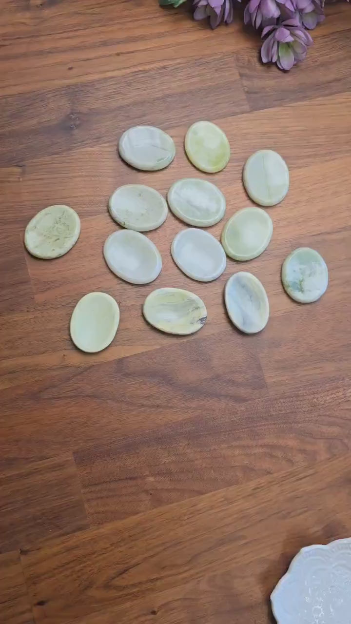 Yellow Serpentine Worry Stone: ADHD Fidget Pocket Crystal (1.75")