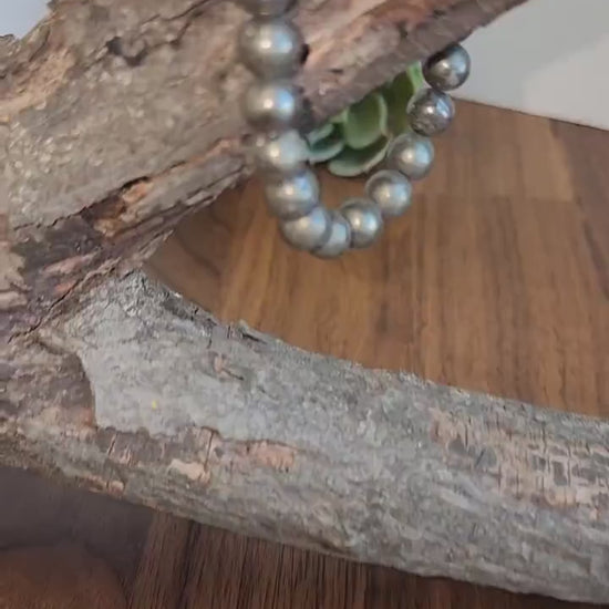 Pyrite (Fools Gold) Bracelet: 8MM Natural Crystal Beads | Subtle Golden Metalic Jewely