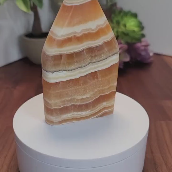 Banded Calcite Flame: Autumn Yellow Crystal Decor (5 inch)