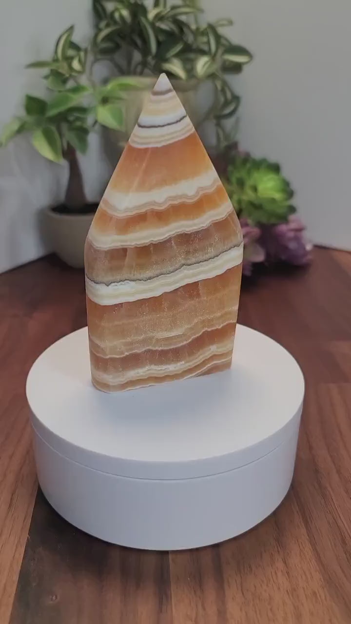 Banded Calcite Flame: Autumn Yellow Crystal Decor (5 inch)