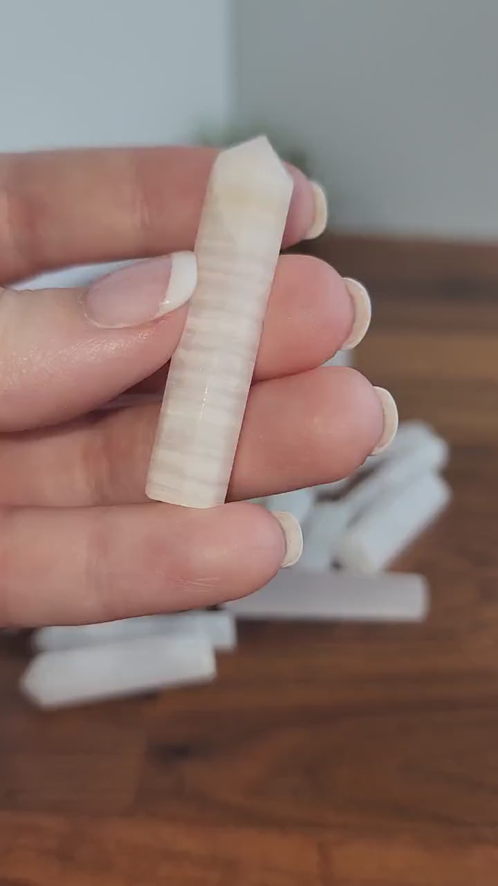 Pink Mangano Calcite Mini Tower Pendant