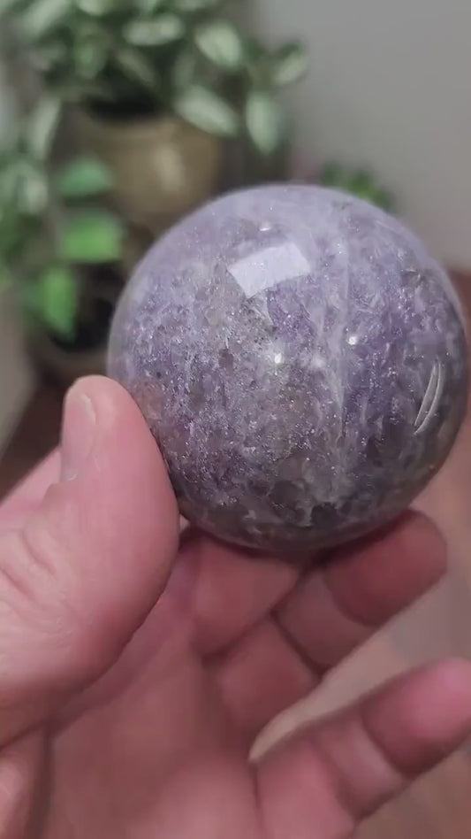 Unicorn Stone Crystal Sphere (62 MM): Purple, Pink, and White