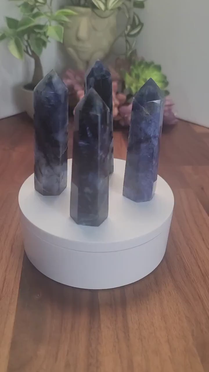 Dark Blue Afghanite Crystal Tower: Spiritual Decor (3.5 Inches)