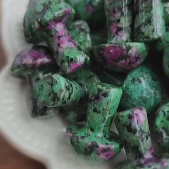 Ruby in Zoisite Mini Mushroom | Mini Mushy | UV Reactive | Dye Enhanced Quartzite