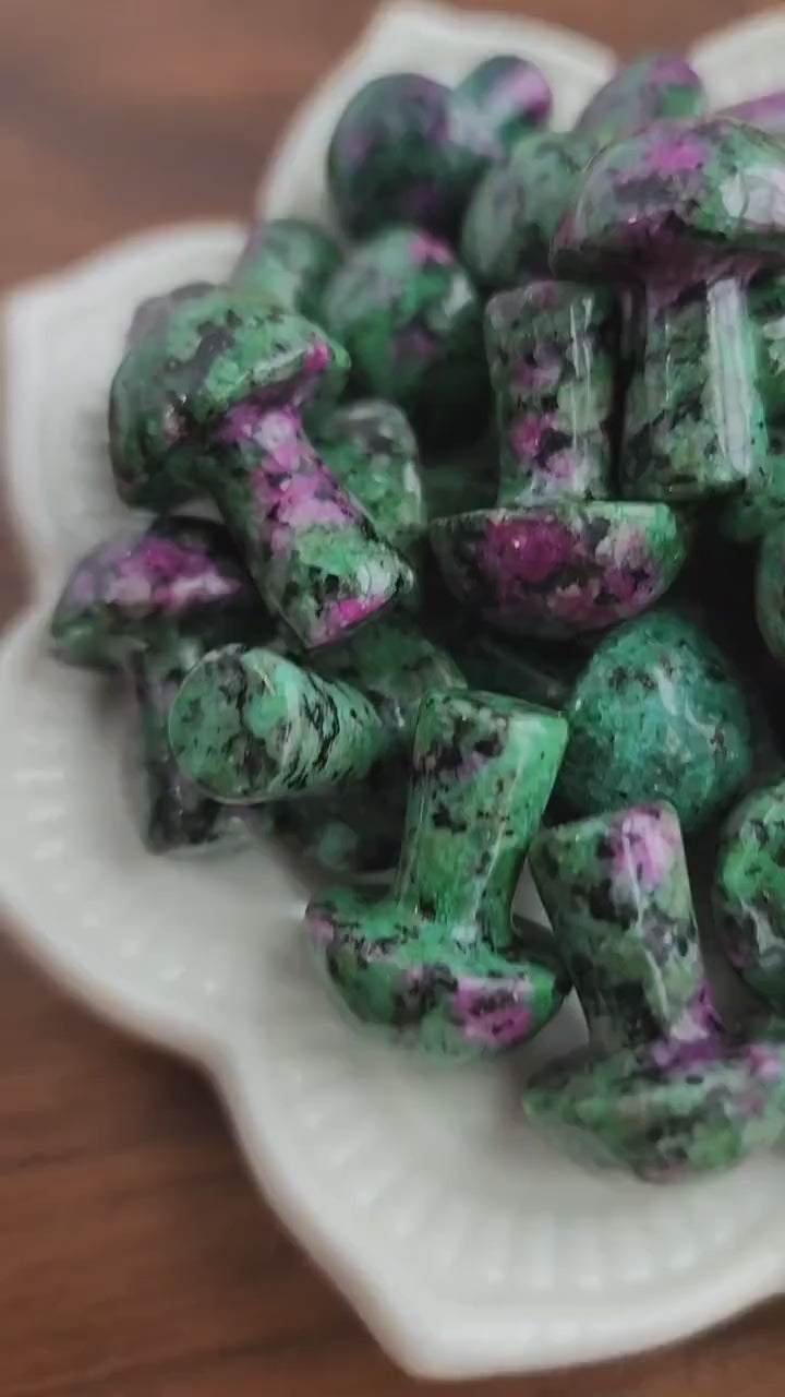 Ruby in Zoisite Mini Mushroom | Mini Mushy | UV Reactive | Dye Enhanced Quartzite